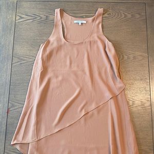 Tan loose fitting dress with zipper closure